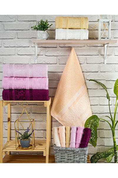 Hazangülü Buldan Üretim Dowry Jacquard Passion 6-Piece Hand/Face Towel I 50X90
