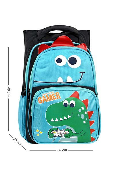 ms mixxstore Rucsac ortopedic pentru școală primară cu model de dinozaur de culoare albastră