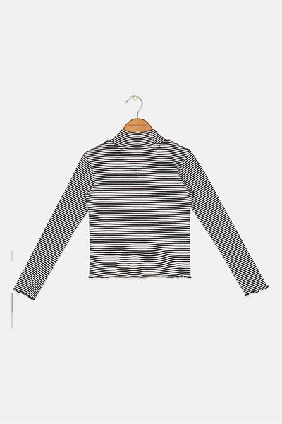 Tommy Hilfiger Kids Girl Long Sleeves Stripe Blouse, Black