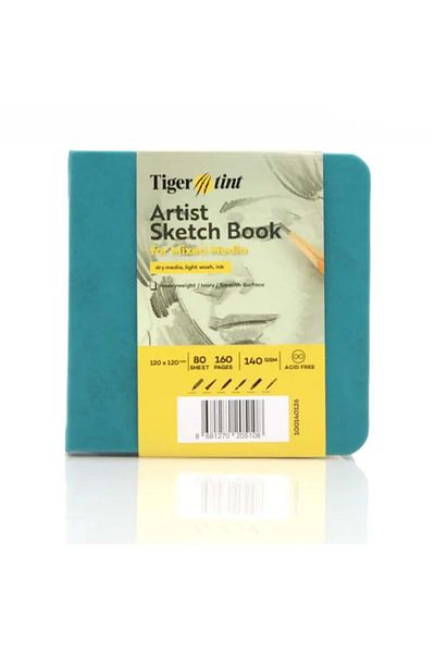 Tigertint Hard Cover Sketchbook 140 g 12X12 cm 80 Sheets Turquoise 100140127