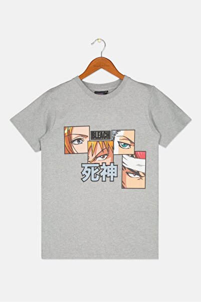 Bleach Kids Boy Round Neck Short Sleeve Printed T-Shirt, Grey