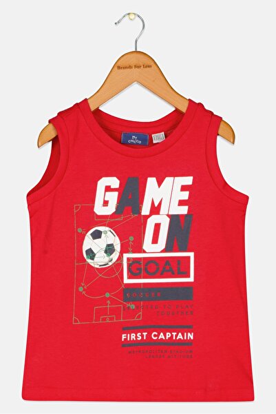 Chicco بلوزة جرافيكية بدون أكمام ورقبة دائرية للأطفال الصغار، باللون الأحمر