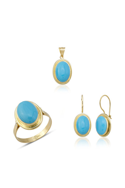 EKİNCİ KUYUMCULUK Altın Burma Firuze Üçlü Set