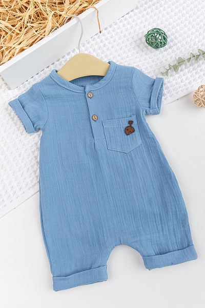 Babymod Baby Boy Muslin 100% Cotton Summer Jumpsuit with Shorts
