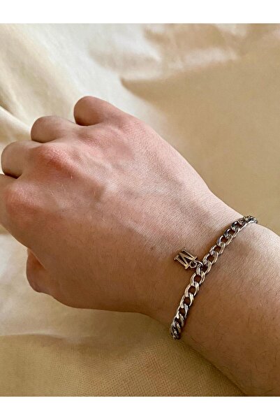 bijoux uniques سوار من الفولاذ المقاوم للتشويه بسعة 316 لترًا مع حرف M