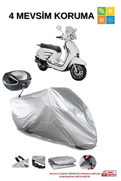 AutoEN Rks Bitter 50 Scooter ARKA ÇANTA UYUMLU GRİ SU GEÇİRMEZ BRANDA (MOTOSİ...