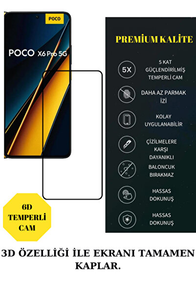 Techno Poco X6 Pro Ekran Koruyucu 6D Tam Kaplayan Lüx Kırılmaz Cam