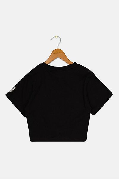 Puma Kids Girl Short Sleeve Graphic Print Top, Black Combo