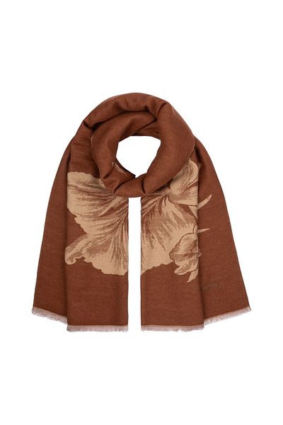 Nordbron Καφέ μαλακός πολυεστέρας - Casual Winter Shawl Blomst, Φουλάρι με φούντα