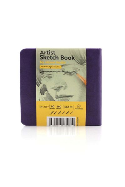 Tigertint Hard Cover Sketchbook 140 g 12X12 cm 80 Sheets Purple 100140124