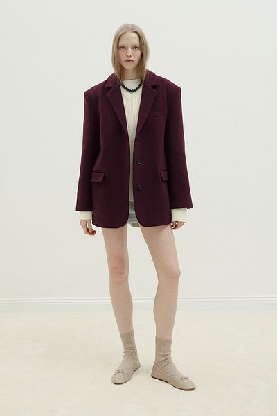 Suud Collection Burgundy 100% Wool Blazer Jacket