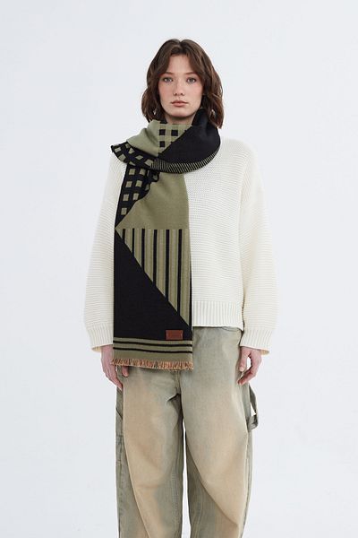 Nordbron Soft Winter Women's Shawl - Khaki Tassel Scarf, Polyester Woven Wayla