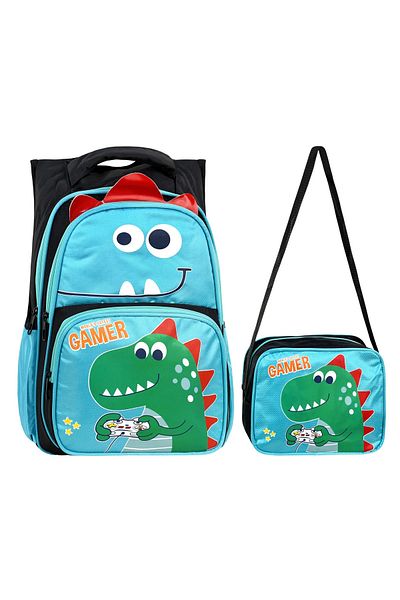 ms mixxstore Rucsac ortopedic pentru școală primară cu model de dinozaur de culoare albastră