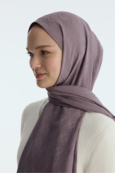 cs camellia scarf Şal cu model geometric jacquard mătăsos - lavandă