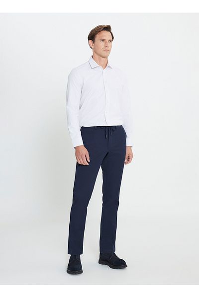 ALTINYILDIZ CLASSICS Altınyıldız Classics Tied Waist Slim Fit Navy Blue Men's Trousers Ace 012510154 _Pants Side Pocket Be
