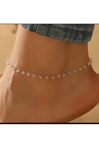 Genel Markalar Şıklığınızı Tamamlayan Altın Renk Taşlı Zincir Kadın Halhal