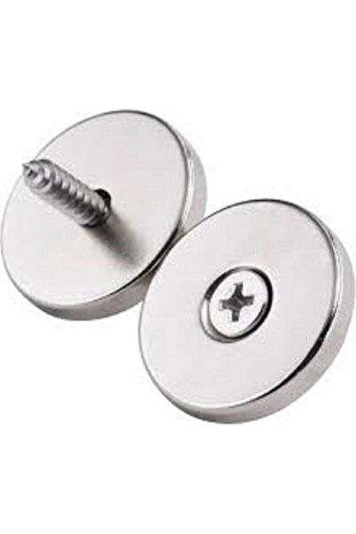Dünya Magnet 2 Adet Neodyum Mıknatıs 40mm X  5mm Havşa Delikli Güçlü Magnet