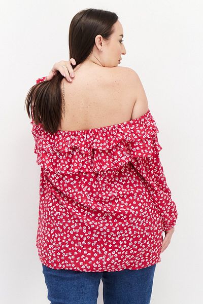 Vince Camuto Women Plus Off Shoulder Floral Pattern Blouse, Fuchsia