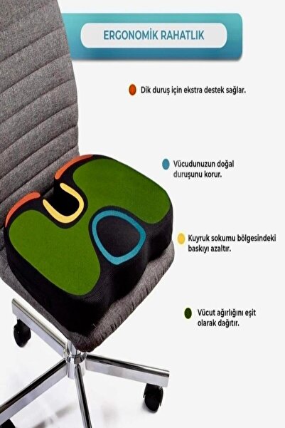 UYDEE Coccyx Ortopedik Minderi Visko Minder Oturma Minderi Oturma Simidi Yastığı