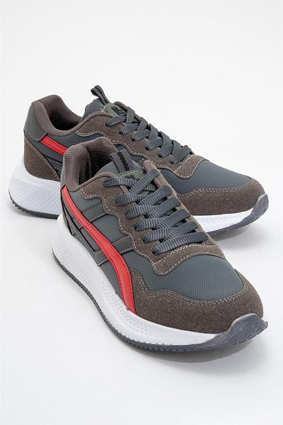 Liger Ανδρικά αθλητικά παπούτσια Comfort Light Sole ΓΚΡΙ - ΚΟΚΚΙΝΟ