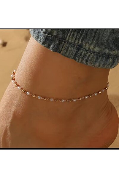 Genel Markalar Altın Renk İnci Boncuk Model Kadın Halhal b2186m