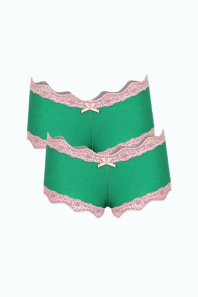 Akbeniz Boxeri de damă din bumbac verde fistic - Pachet de 2 40277
