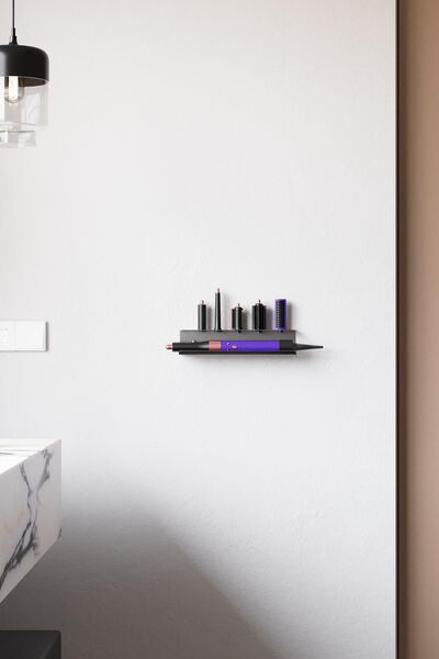 Zift Unique Dyson Airwrap-Multistyler Compatible Accessory Stand, Stainless Steel, Screw & Tape Dual Mounting Option Shelf