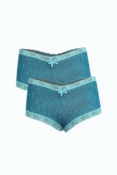 Akbeniz Set de 2 boxeri pentru femei din bumbac verde apă - 40278