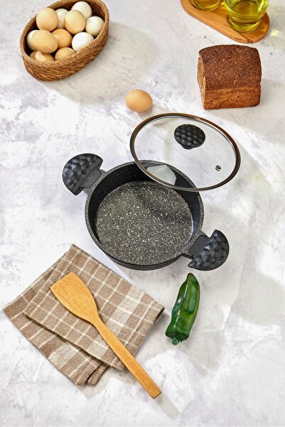 Anatolia Sare Döküm Granit Basık Tencere 24 Cm El Yakmayan Sap