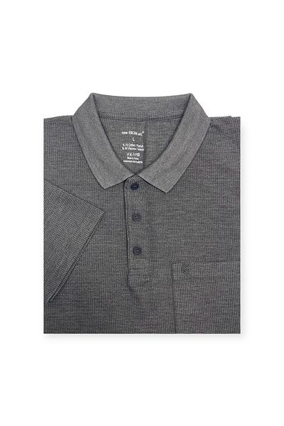 Sadık Collection Ercan Waffle Woven - Μπλουζάκι με γιακά Polo Pocket Smoked Color Plus Size 4009