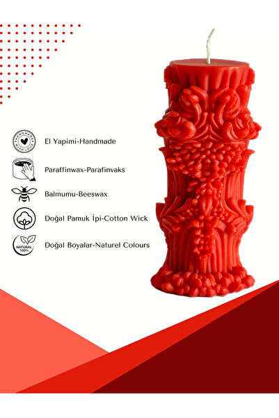 Candle Mystic Pillar, Gizemli Sütun, Dekoratif 2 Adet Lavanta Kokulu Kırmızı ...