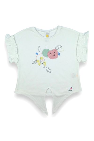 Via Girls Girl's 100% Cotton Fruit Print Ruffle Sleeve Summer Bodysuit |   3-6 Years Old Children's Clothing