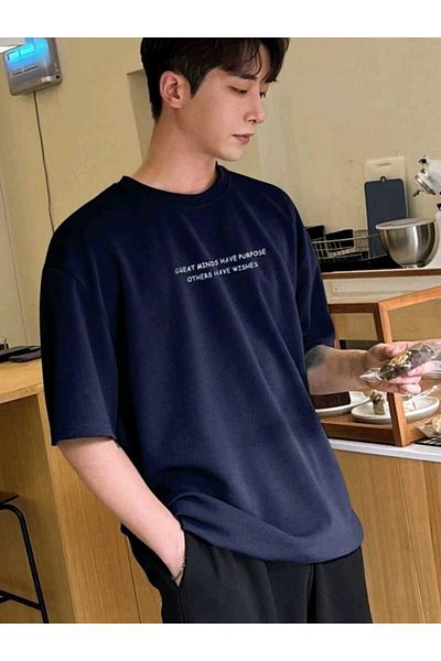 WOODROFFE Άνδρες - Great Minds Have Purpose Printed Oversize Loose T-Shirt, Νέα σεζόν (1004)