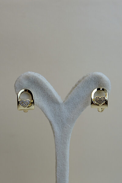 ayışığı Xupng Gold White Stone Heart Earrings