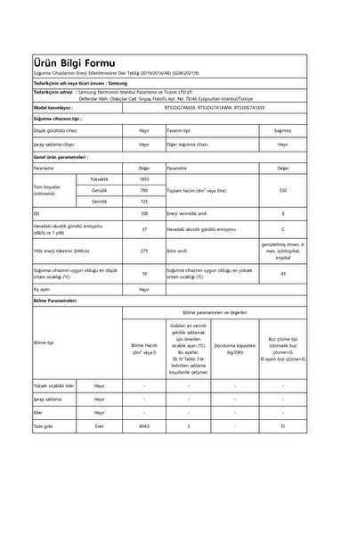 Samsung RT53DG7A14WWTR Çift Kapılı No Frost Buzdolabı