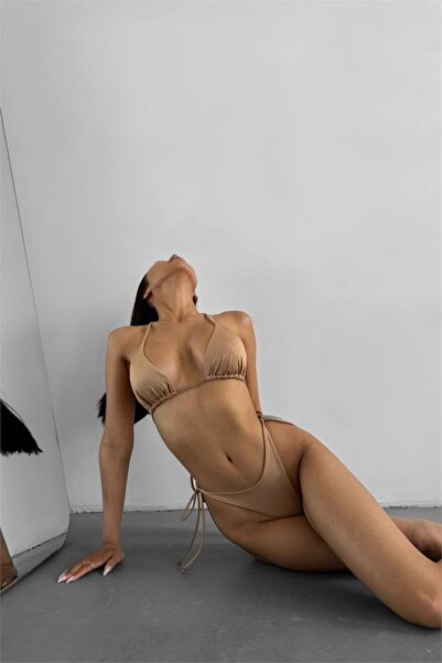 COCCOLARSI Brazilian Kesim Bej Renk Yüksek Bel Bikini