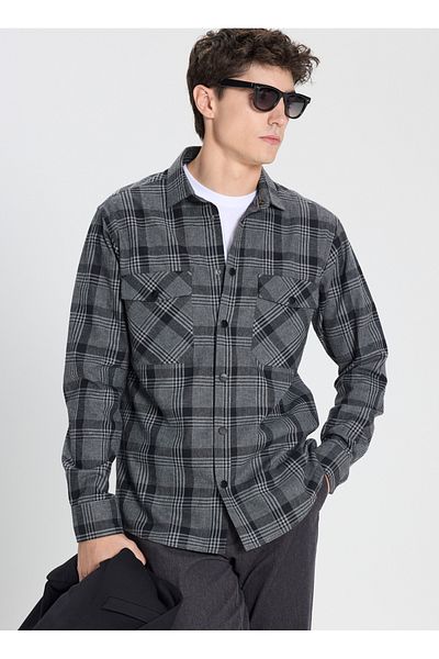 ALTINYILDIZ CLASSICS Altınyıldız Classics Comfort Fit Classic Collar Anthracite Men's Shirt Ace 202510067 _Shirt Cen Dy