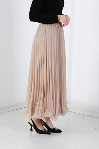 AbiyeSultan Women's Long Hijab Skirt - Elis Pleated Skirt - Skirt with Hemline