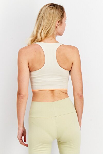 adidas Women Brand Logo Padded Sports Bra, Stone Ivory