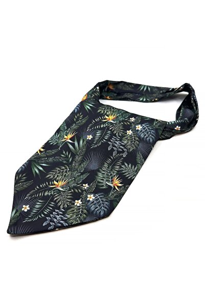 La Pescara Μαύρο - Πράσινο Ανδρικό Φουλάρι με μοτίβο λουλουδιών K422