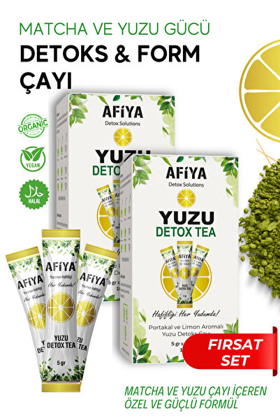 Afiya Detox Solutions Matcha (Maça) Ve Yuzu Çayı, Diyet Çayı (2x20adet) 200 gr