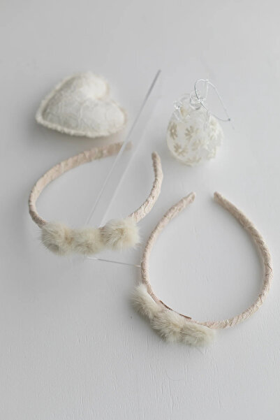 chipiques Pompom Kürklü Çocuk Dantel Taç - Şık, Yumuşak Ve Rahat Kullanım