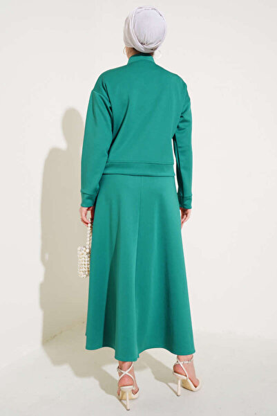 VOLT CLOTHİNG Women's Metal Buttoned Skirt Scuba Double Suit