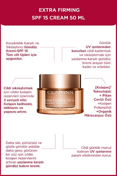 Clarins Extra Straffende Tagescreme Für Alle Hauttypen Lsf 15, Clarins 50 ml