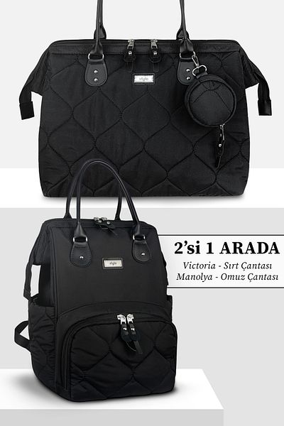 Stylo Millennium X Pro Black Team Women's Baby Care Backpack and Shoulder Bag