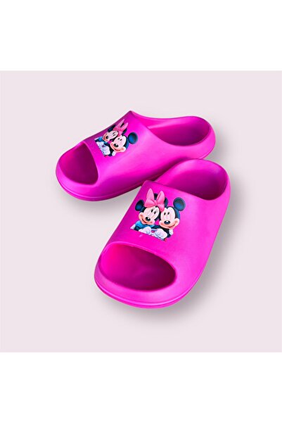 AkınalBella Female Child Pink Minimouse Printed Light Sole Beach Daily Slide Slippers