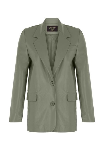 Quzu Blazer Lederjacke Mint