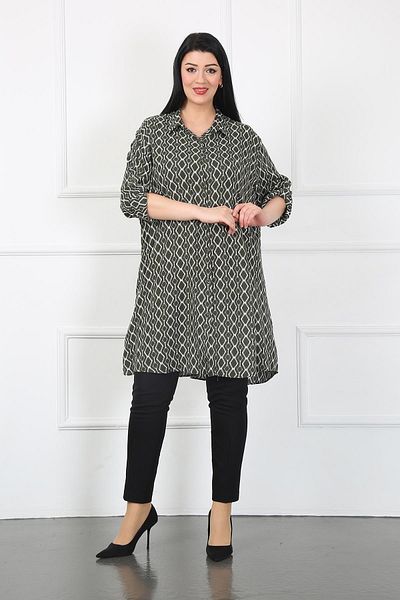 By Alba Collection سترة نسائية كبيرة الحجم من الفيسكوز باللون الكاكي