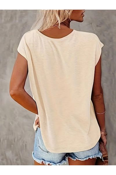 Deocept Tricou casual oversize pentru damă cu decolteu în V