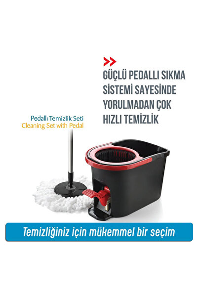 grimorlife Ultra Güçlü Pedallı Döner Başlıklı Mop Temizlik Seti 16 Litre